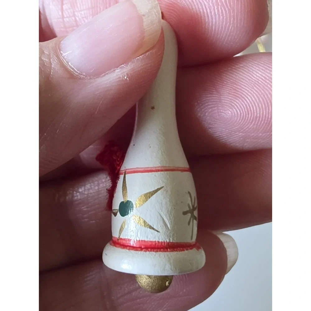 Vintage Lot Of 8 Mini Wooden Christmas Ornaments Wood Miniature Painted